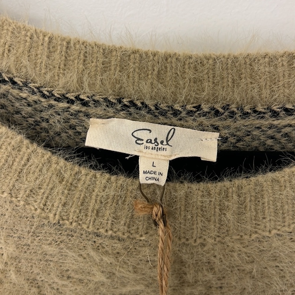 Easel Tan and Black Striped Sweater - Picture 3 of 5